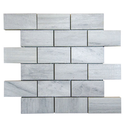 Solto White Marble 2" x 4" Marble Brick Joint Mosaic Wall & Floor Tile
