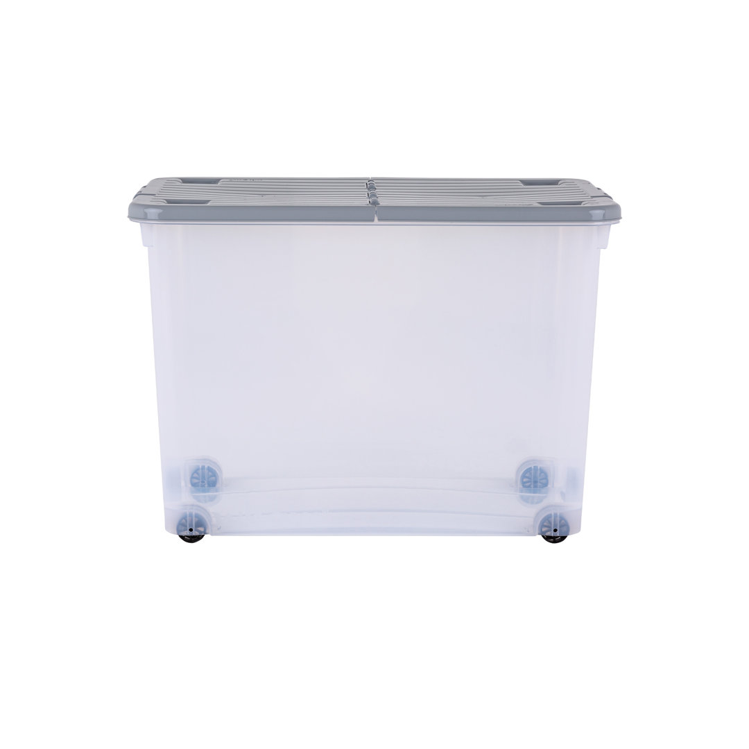 Wham Unisex Clear Plastic Storage Box With Wheels & Folding Lid, Multisize In - Image 4