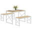 Ensemble de table de salle à manger en bois robuste 43,3 "avec 2 bancs pour 4-19505563-19505562-19505560