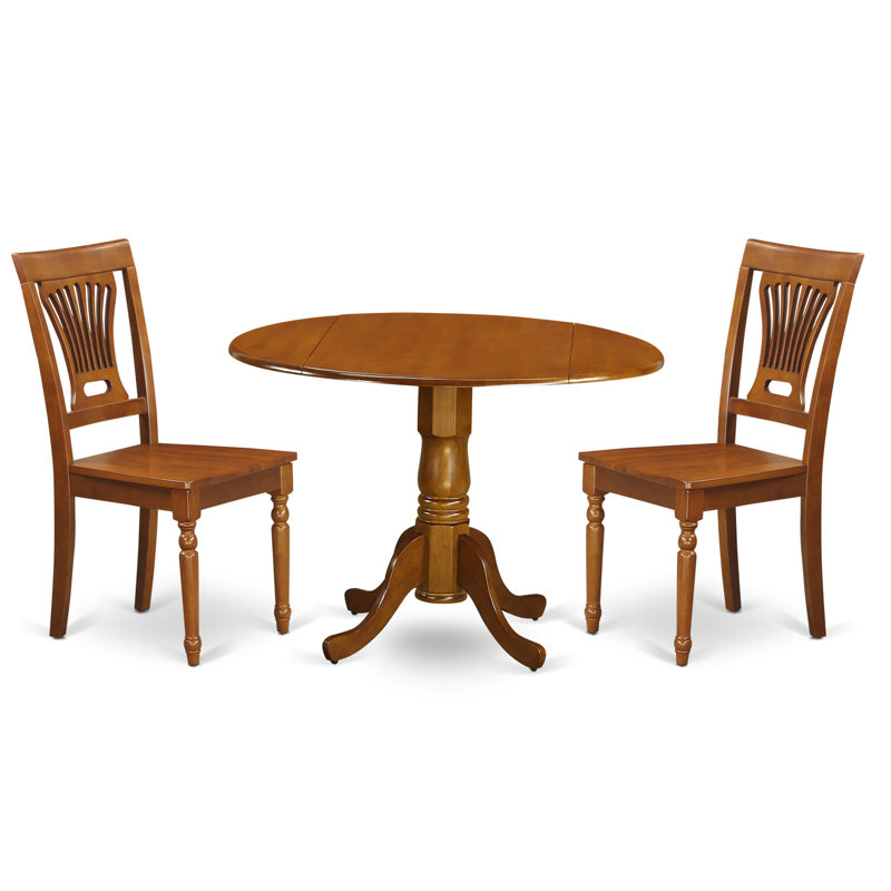Saddle Brown Solid Wood 3-Piece Extendable Dining Set