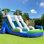 Glissade d'eau gonflable de 23 pi avec pataugeoire, maison gonflable de qualité commerciale avec mur d'escalade remplaçable, glissade tropicale humide et sèche avec ventilateur (bleu)