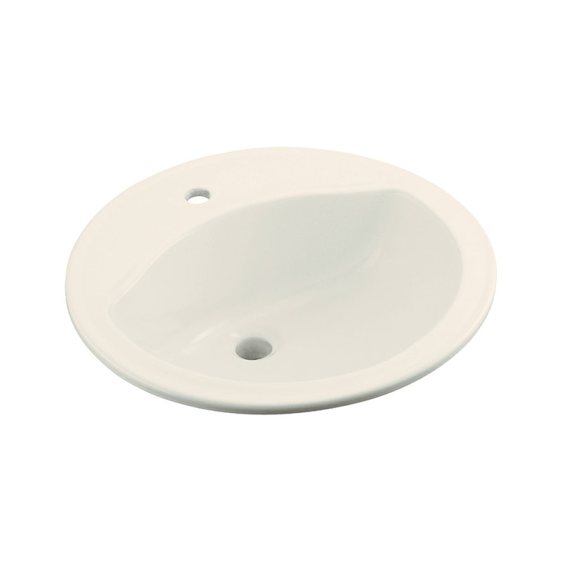 Modesto Ceramic Circular Drop-In Bathroom Sink, Biscuit