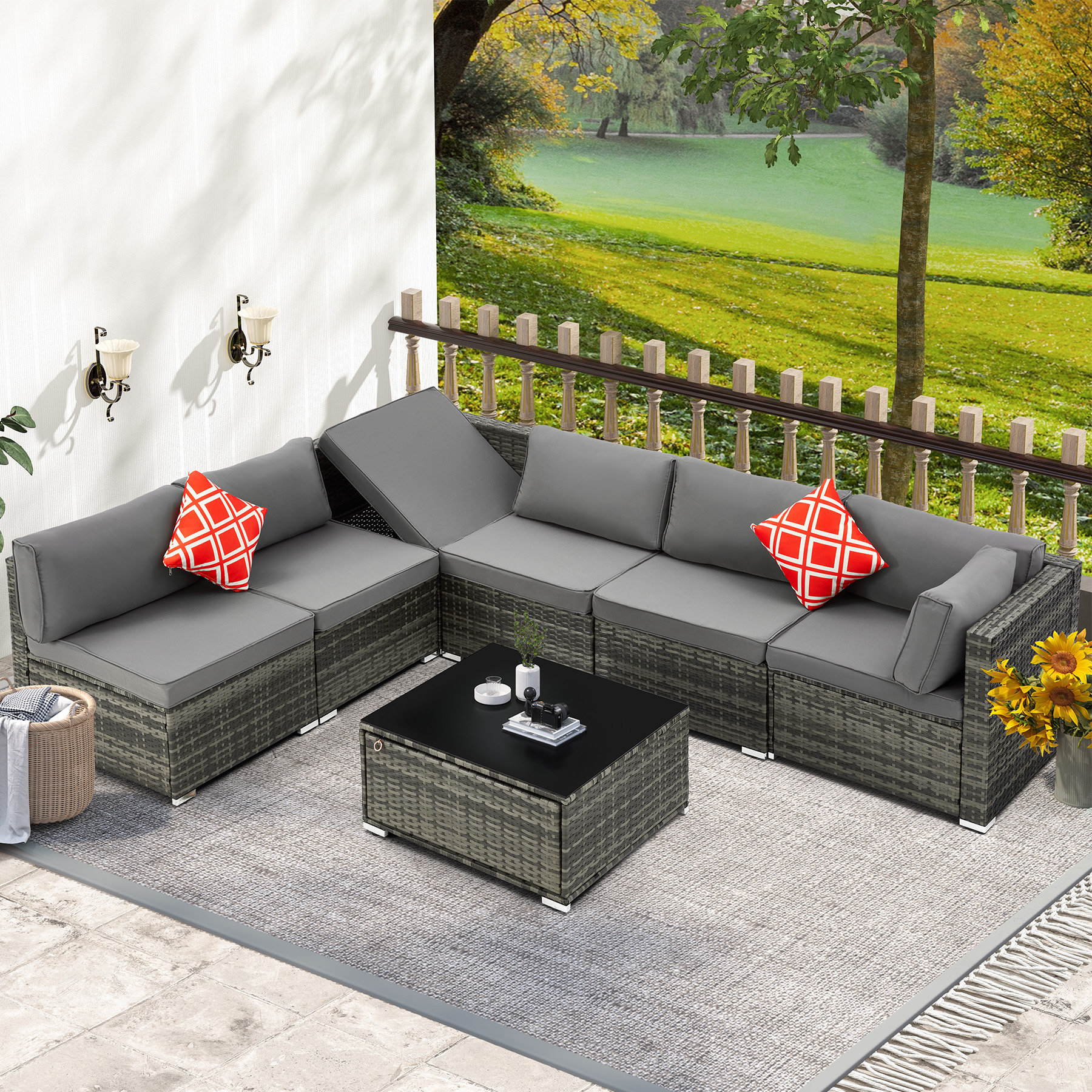 Quadreka 7 Pieces Outdoor Patio Set with Cushions