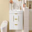 Meuble-lavabo mural 36 po avec lavabo en résine, armoire de rangement flottante avec 2 tiroirs, armoire de salle de bain en bois massif-119233286