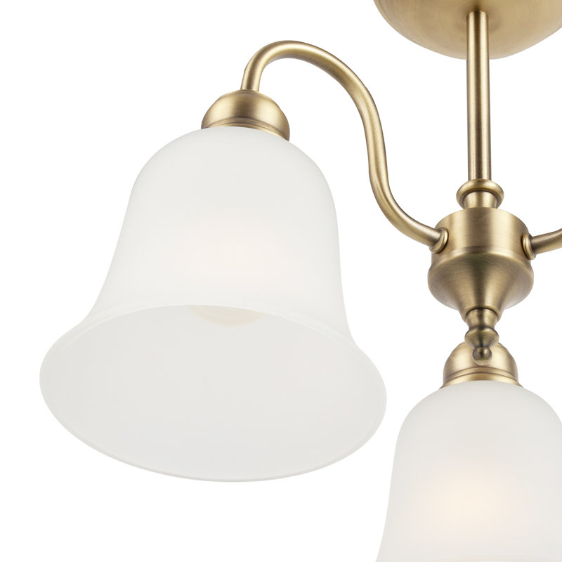 Glass Semi Flush Mount, Antique Brass