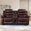 Ensemble de salon 3 pièces inclinable en faux cuir avec porte-gobelet, DEL et console-116403582