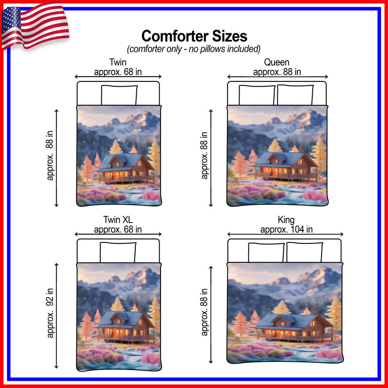 Cozy Cabin In Mountains Comforter, Twin