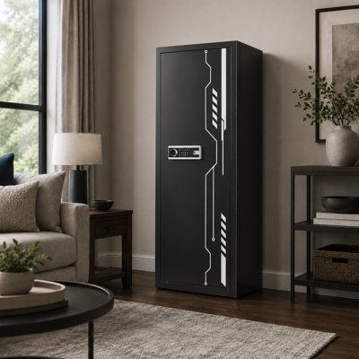 KAER 8-12 Rifle & Pistol Gun Safe with Quick Access Keypad, Adjustable Storage, Interior Light and Locking Top Compartment