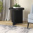 Holm 22" Round Fluted Side Table with Pedestal Base in Black Grain | Mid-Century Modern Accent Table for Living Room or Bedroom -612592111