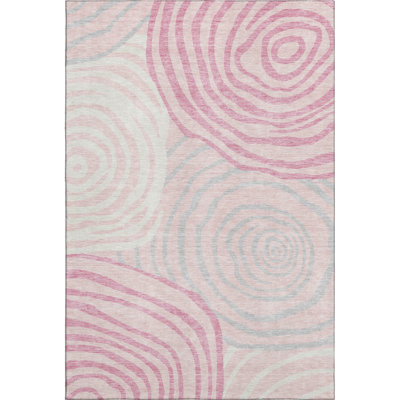 Premium Machine Washable Prisco Pink Rug