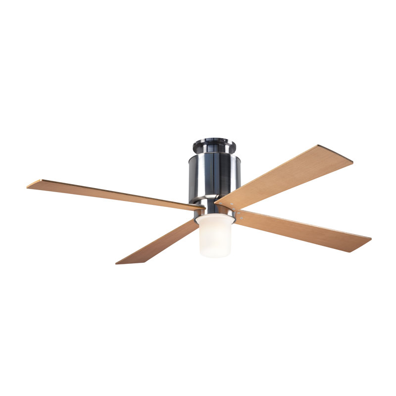 Lapa 50'' Ceiling Fan with Light Kit, Maple, Handheld Remote Control (2-wire), Bright Nickel