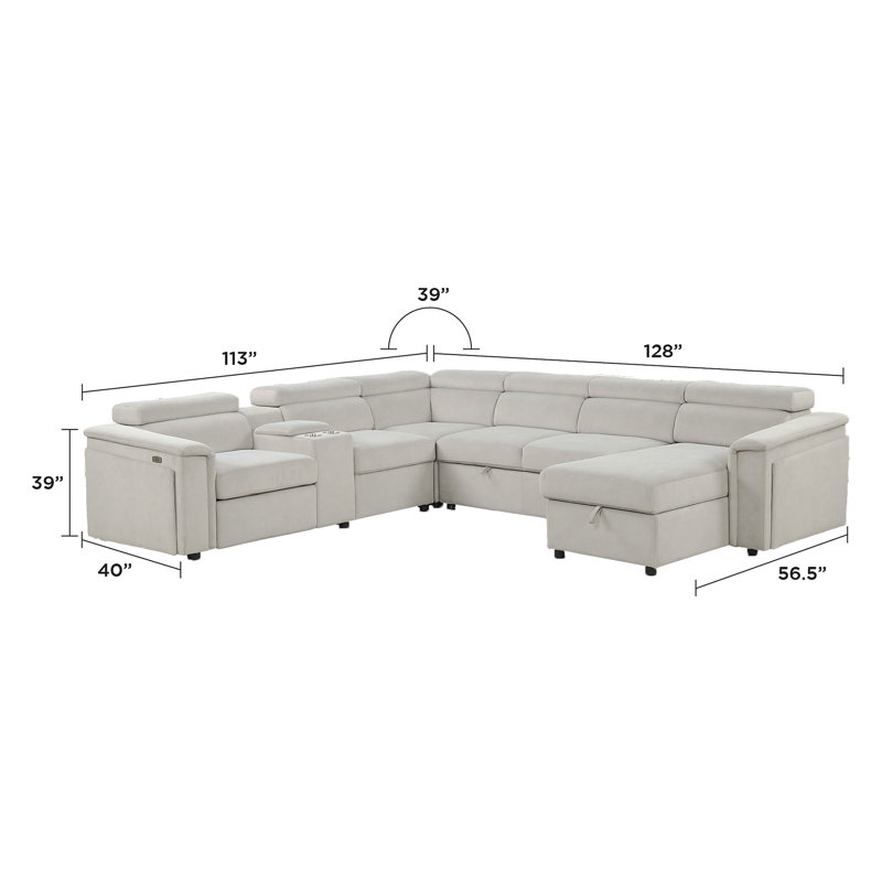 Canapé modulaire inclinable électrique en bois beige Harvey