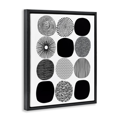 Art mural noir et blanc à motif de cercles flottants par Lisa Nohren