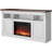 58" Fireplace TV Stand with 36" Electric Fireplace, Farmhouse Media Console, White Brown