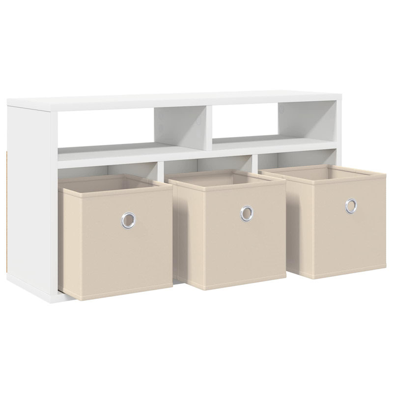 Unfinished TV Stand for TVs up to 42" with Fireplace Included, White, 14.96'' H x 28.35'' W x 8.86'' D