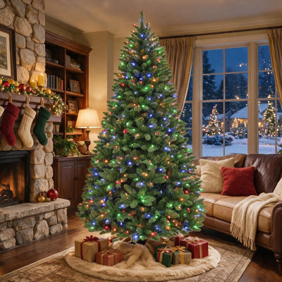 6 pi Arbre de Noël artificiel pré-éclairé avec lumières DEL à changement de couleur