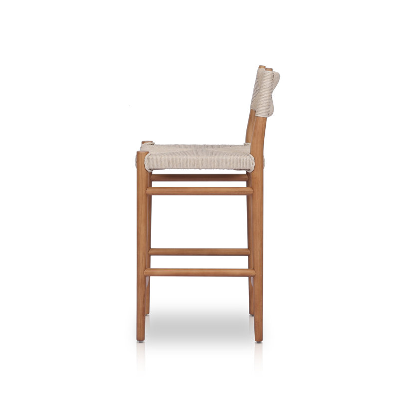 Outdoor Teak Bar Stool, Light Brown, Natural Teak, 26"