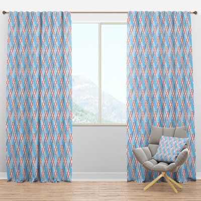 Blue And Red Plaid - Abstract Curtain - Velvet Room darkening - 1 panel