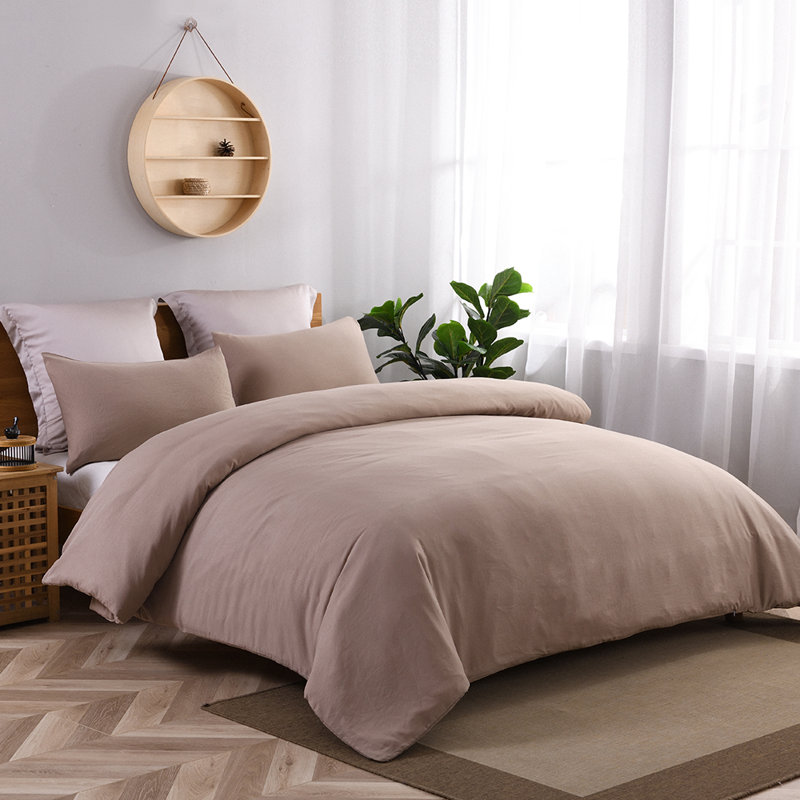 Ensemble de housse de couette en microfibre 2 pièces Miraflores, Housse de couette simple + 1 taie d'oreiller, Taupe