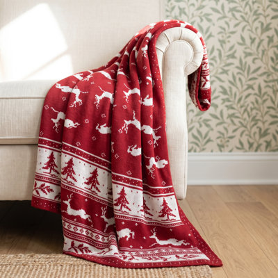 Reindeer & Christmas Tree Knit Throw
