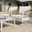 Paquet de 2 canapés simples en osier de patio Silvie avec coussins beiges