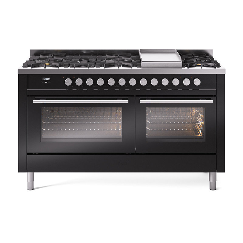 ILVE Professional Plus II 60 Dual Fuel Range, Natural Gas, Glossy Black