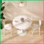 Table basse ronde moderne de 31,5 po de diamètre, base en métal peu encombrante, table blanche facile à nettoyer pour les petits appartements