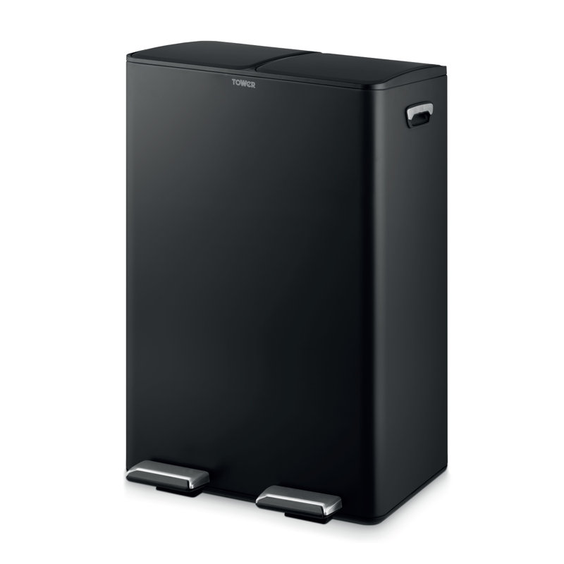 60 Litre Step On Recycling Bin, Black
