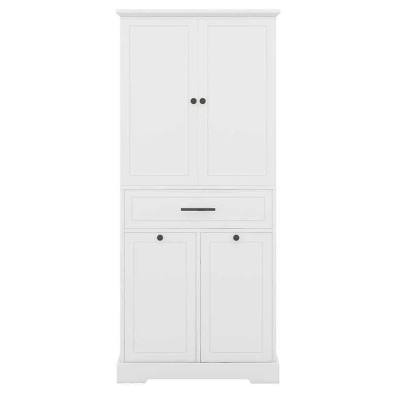 Armoire de rangement 72,6 po, armoire de rangement autoportante avec tablette réglable et panier à linge, portes doubles et tiroir pour salle de bain / salle de lavage