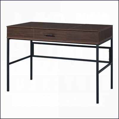 Bureaux, chêne & amp; Bureau d'écriture noir à 1 tiroir avec port USB, 42 po de largeur | Bois et métal | Chêne
