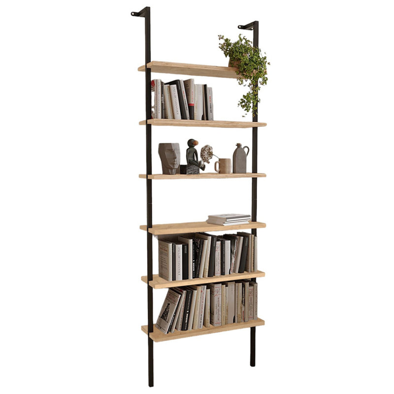 Adelea 183cm H x 60.2cm W Metal Bookcase, Saphhire Oak