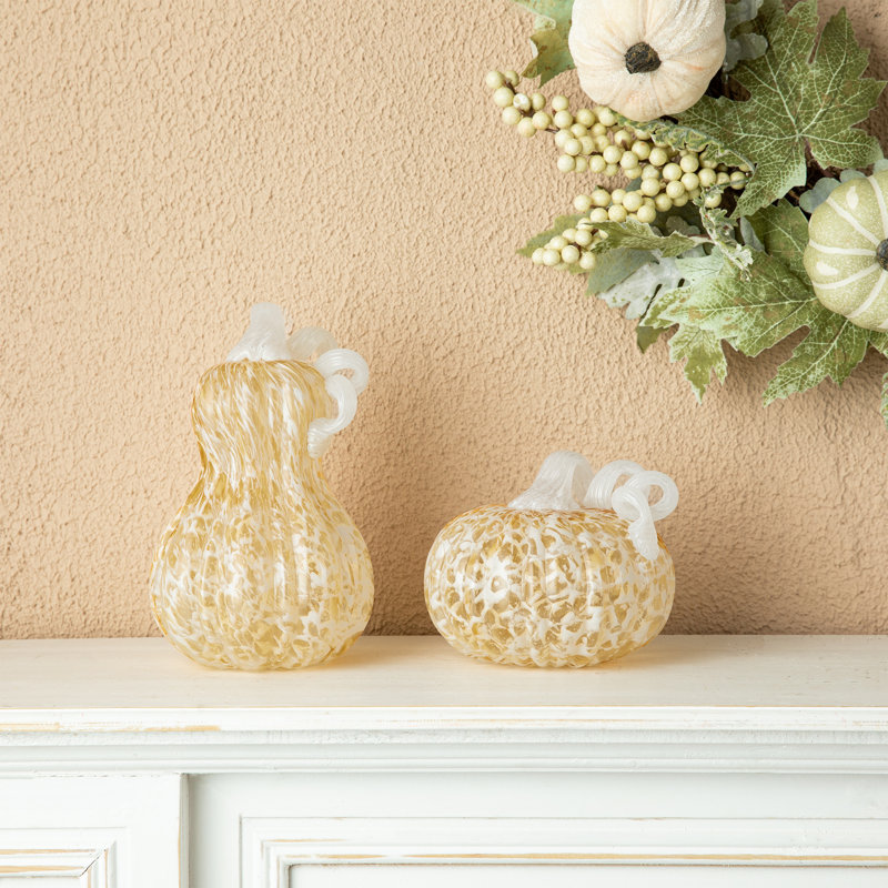 8.5"H Fall Glass Gourd, Gold