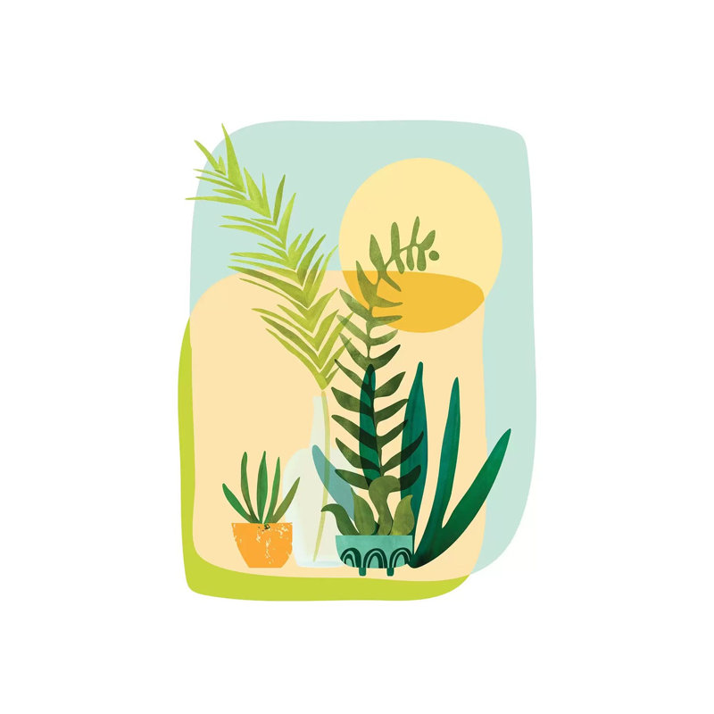 «Whimsical Garden» par Modern Tropical - peinture sur toile tendue, H 12 po x l 8 po x P 0,75 po