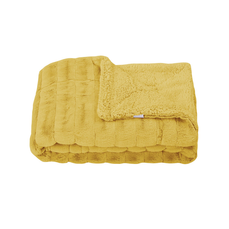 Knitted Throw Blanket, Jojoba Yellow, 127cm W x 152.4cm L