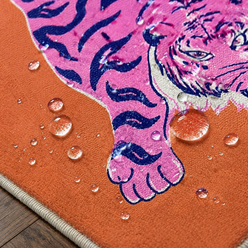 Tapis orange / rose à motif antidérapant Kai Sunset Jungle, Tapis de couloir 2 pi x 6 pi