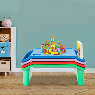 Modern 4-Pack Kids TV Tray Table, Lightweight Plastic Lap Desk for Toddlers Eating & Drawing, No Assembly Required