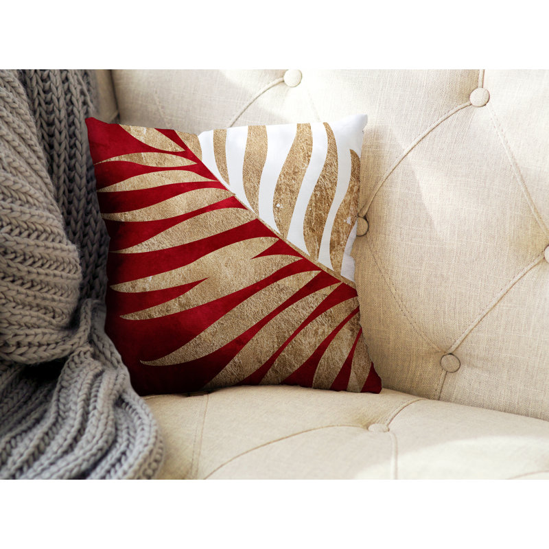 Floral Outdoor Reversible Throw Pillow, 15W" x 15H", Red/Gold/White