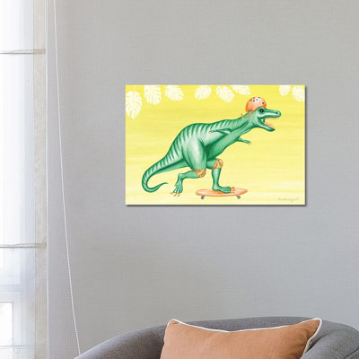 T-Rex On Skateboard by Amélie Legault - Wrapped Canvas Gallery-Wrapped Canvas Giclée