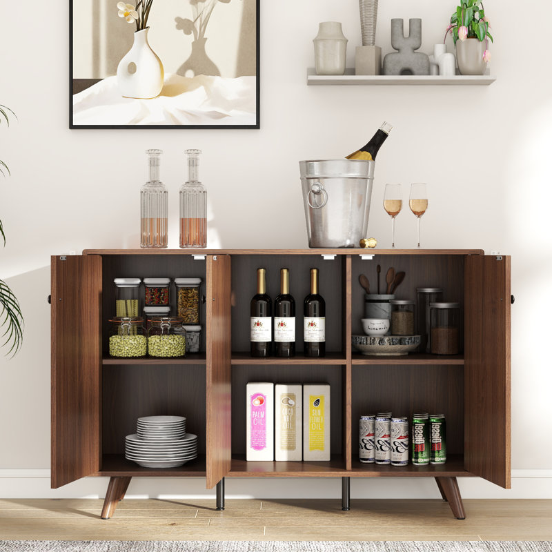 Oliver 46.65" Sideboard Buffet Cabinet with 3 Doors and Sturdy Wooden Legs for Living Room, Dining Room, Kitchen, Hallway