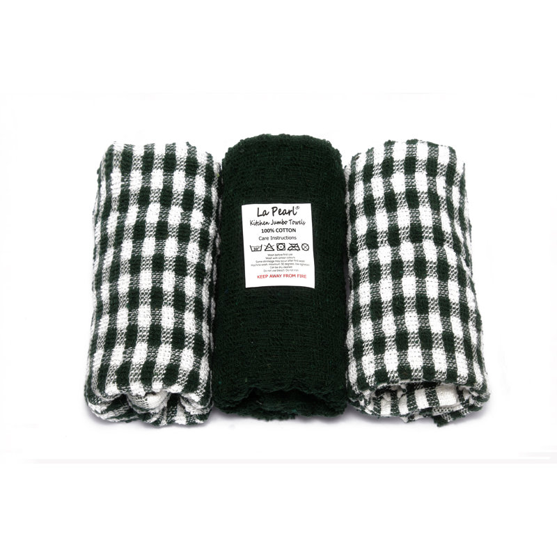 Cotton Jacquard Tea Towel Kitchen Towel, Forest Green