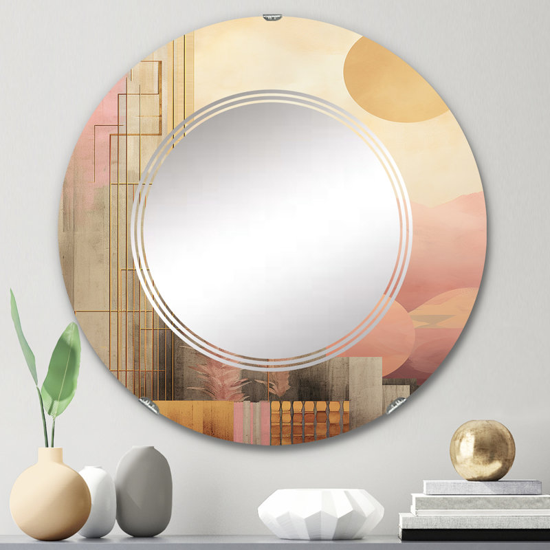 Echarkia - Miroir mural moderne rond, 24 po x 24 po