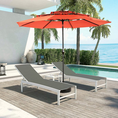 Parasol en aluminium à 3 niveaux à inclinaison automatique à 3 niveaux et parasol pour terrasse de table de marché (base non incluse)