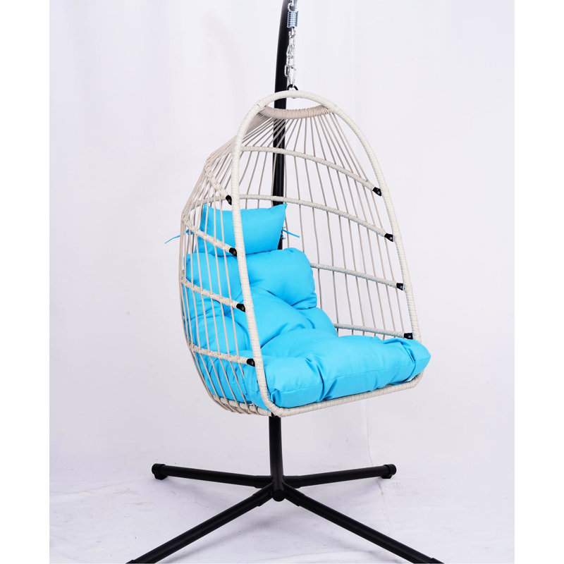 Fauteuil à œufs d'extérieur avec support - bleu, coin salon spacieux, mobilier de jardin élégant surdimensionné, élément décoratif