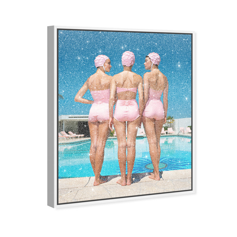 Pool Edge Canvas Fashion Print by Oliver Gal, Black Frame, 16 x 20, 21"H x 25"W, Gold Floater Frame