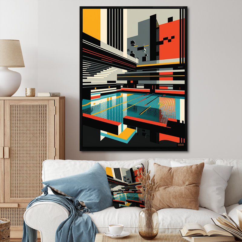 Bauhaus Retro City Architecture I - Futuristic Architecture, impression d'art mural, H 20 po x l 12 po x P 1 po