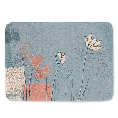 Tapis de bain en microfibre / microsuède floral