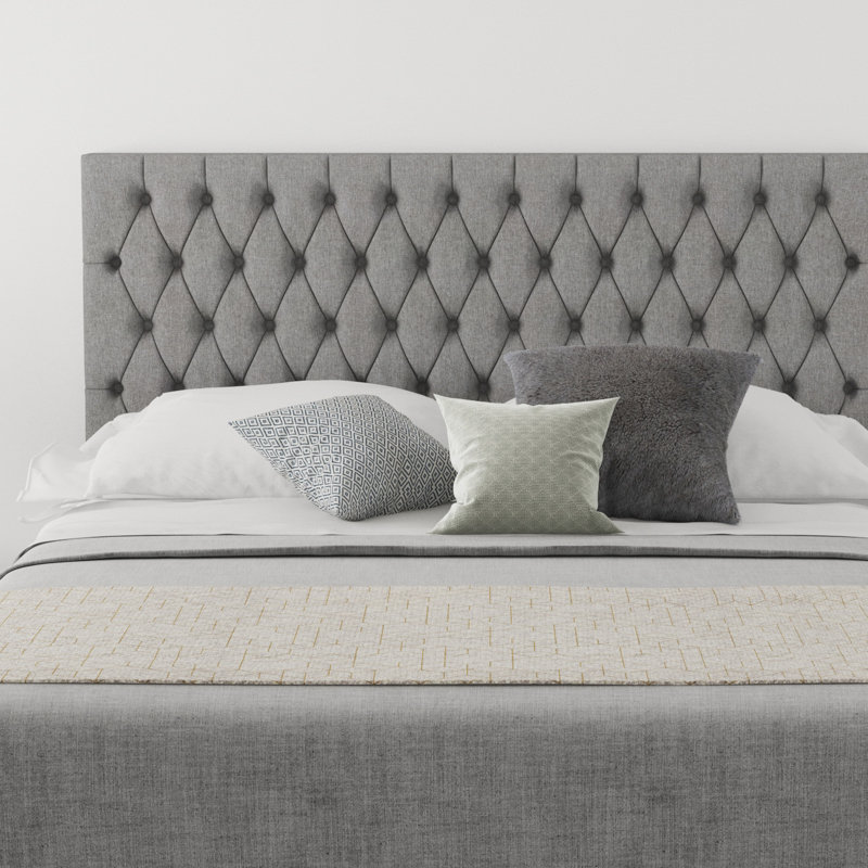 Upholstered Headboard, Linen Grey, Double (4'6)