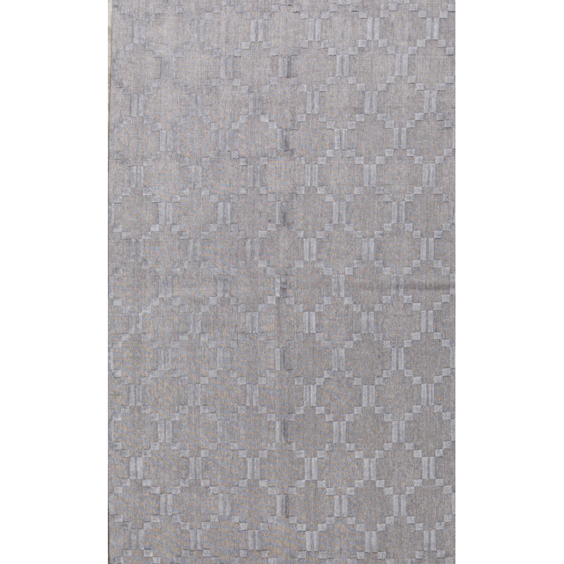 Wool Geometric Area Rug in Silver