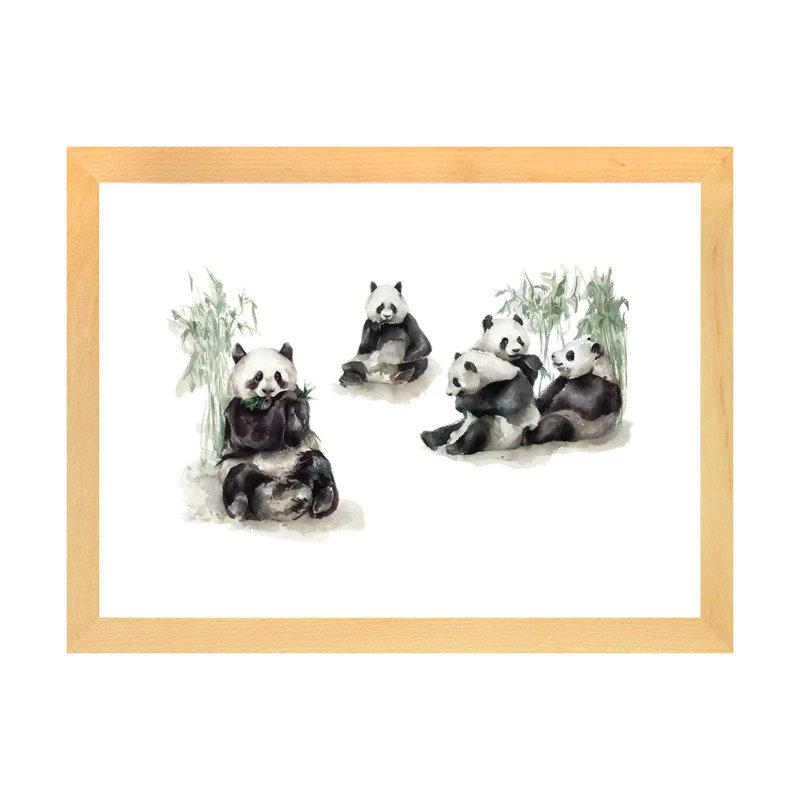 Pandas, H 24 po x l 32 po x P 1 po, Papier encadré naturel