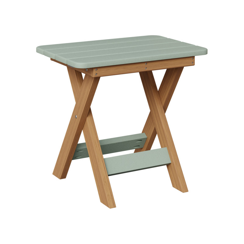 Berlin Gardens Folding End Table, Seafoam, Natural Teak
